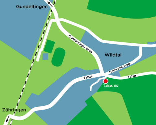 Lageplan Wildtal-Gundelfingen-Zähringen